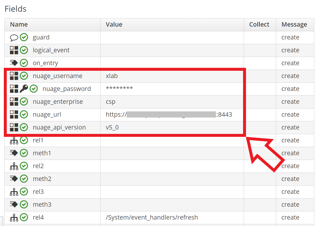 Nuage credentials as Automation Instance attributes.