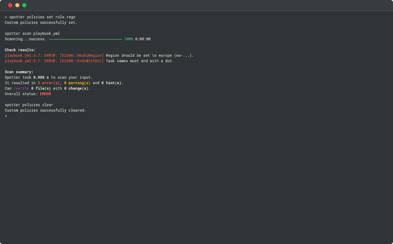 Custom rules spotter